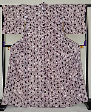 木綿地麻の葉紫紺染小紋