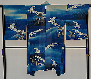 立波に千鳥の図単衣羽織