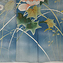 ブルー地ぼかしに秋草の訪問着　上前