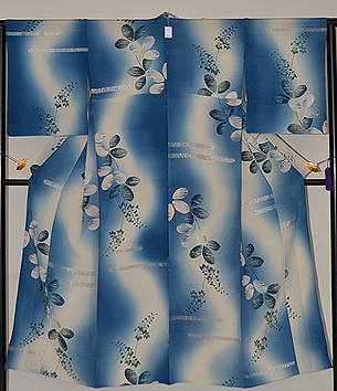 萩文様ぼかし地単衣小紋