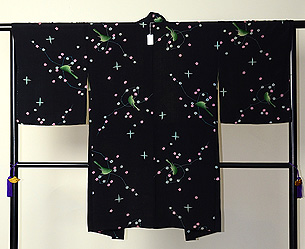 梅にウグイス文様羽織