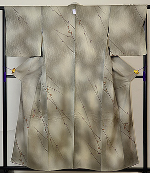 猫柳の図付下小紋