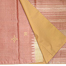 タッサーシルク横紋織りに刺繍の付下　上前