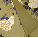 黄海松茶に白バラの小紋　質感・風合