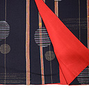 縞に子持ち丸紋お召袷 上前