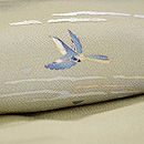 淡鶯色縮緬地波に鳥訪問着　質感・風合