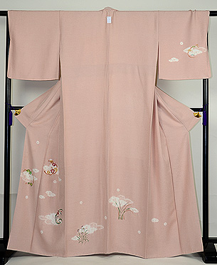 桜色花の丸絞り染付下