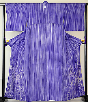 絽錦紗刷毛暈しに蜘蛛の巣付下