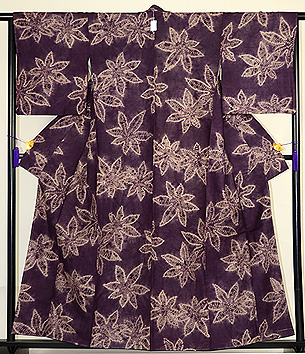 紫根染楓絞り袷小紋