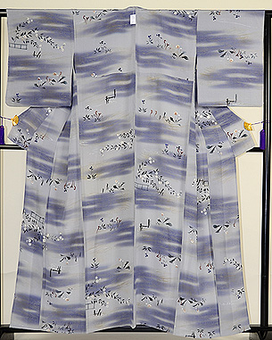 春の小花の図単衣小紋