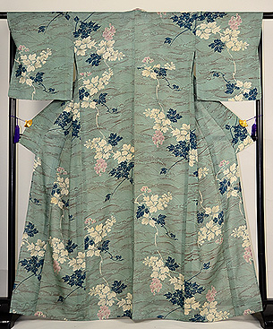 荒海に葛の図単衣小紋