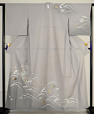 海の浜辺文様訪問着