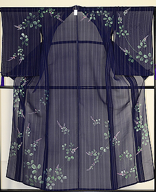 萩の花模様紗小紋