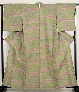 山葵色ぼかし美麻上布