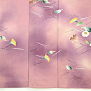 灰赤紫地一つ紋吹き寄せ模様袷訪問着　上前