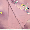 灰赤紫地一つ紋吹き寄せ模様袷訪問着　上前