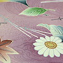 灰赤紫地一つ紋吹き寄せ模様袷訪問着　質感・風合