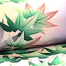 一つ紋紫ぼかし楓付下　質感・風合