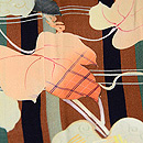 変わり三升格子に蔦のお散歩着　質感・風合