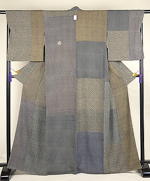 明治江戸小紋寄せ裂袷