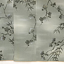 梅に枝垂れ笹錦紗縮緬小紋 上前