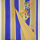 縞に寒の花の丸刺繍綸子地訪問着 上前