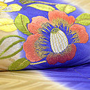 縞に寒の花の丸刺繍綸子地訪問着 上前