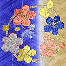 縞に寒の花の丸刺繍綸子地訪問着 質感・風合