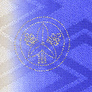 縞に寒の花の丸刺繍綸子地訪問着 紋