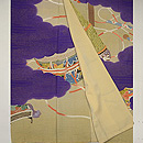 雅楽器に雲取文訪問着 上前