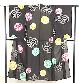 大波に渦、錦紗単衣