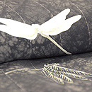 経縞にトンボ、ジョーゼットの単衣 質感・風合