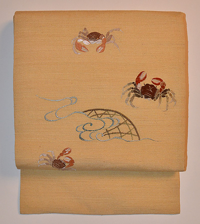 蟹柄刺繍名古屋帯