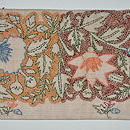 アザミ文様カンタ刺繍名古屋帯　前中心