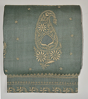 翡翠色ペイズリー文様名古屋帯