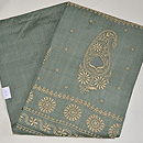 翡翠色ペイズリー文様名古屋帯　帯裏