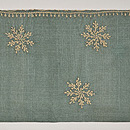 翡翠色ペイズリー文様名古屋帯　前中心