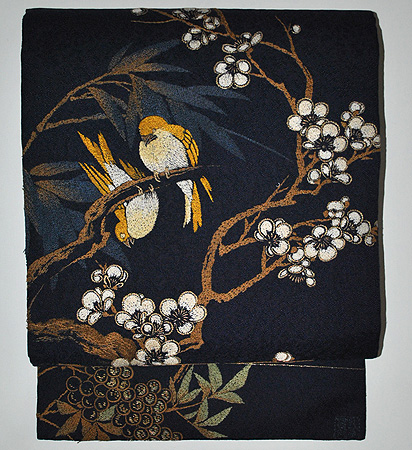 梅に鶯刺繍名古屋帯