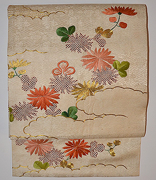 雲取り文様江戸裂名古屋帯