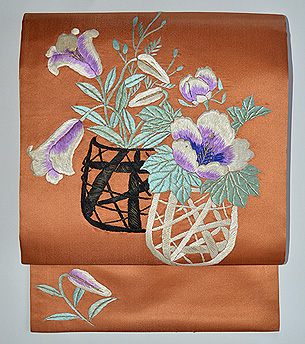 花籠文刺繍名古屋帯