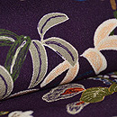 菊花に蘭文様縮緬名古屋帯　質感・風合
