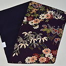 菊花に蘭文様縮緬名古屋帯　帯裏