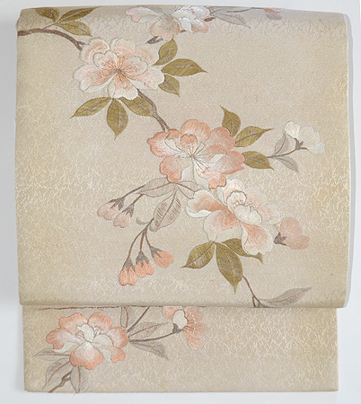 八重桜刺繍開き名古屋帯