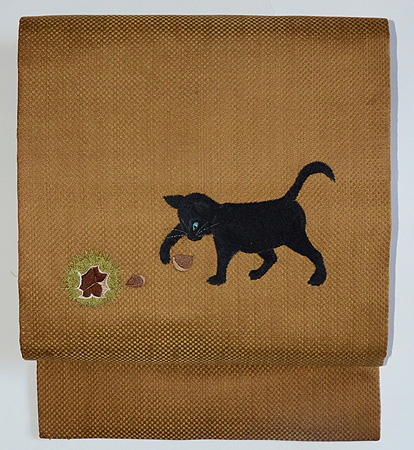 黒猫の名古屋帯 - アンティーク着物の灯屋2