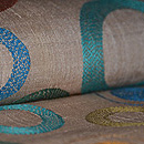 タッサーシルク地大小丸文様名古屋帯　質感・風合