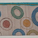 タッサーシルク地大小丸文様名古屋帯　前中心