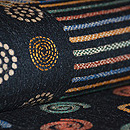 黒地丸に横縞文様名古屋帯　質感・風合