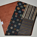 黒地丸に横縞文様名古屋帯　帯裏