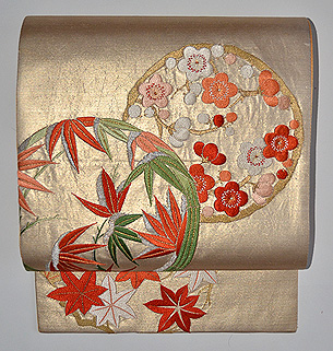 金襴花丸紋開き名古屋帯