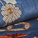 七宝つなぎに菊尽くし文開き名古屋帯　質感・風合